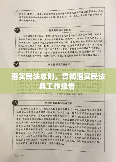 落实民法总则，贯彻落实民法典工作报告 