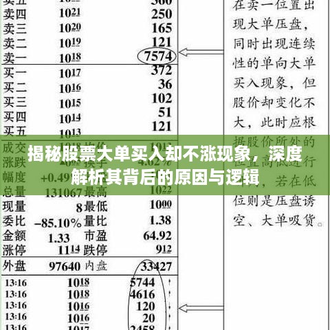 揭秘股票大单买入却不涨现象，深度解析其背后的原因与逻辑