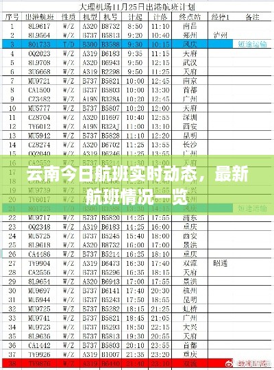 云南今日航班实时动态，最新航班情况一览