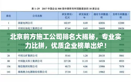 北京前方施工公司排名大揭秘，专业实力比拼，优质企业榜单出炉！