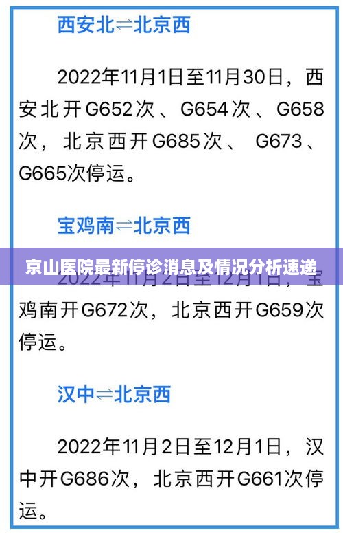 京山医院最新停诊消息及情况分析速递