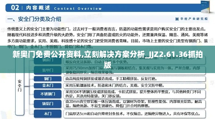 新奥门免费公开资料,立刻解决方案分析_JJZ2.61.36抓拍版