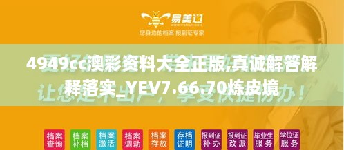 4949cc澳彩资料大全正版,真诚解答解释落实_YEV7.66.70炼皮境