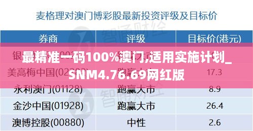 最精准一码100%澳门,适用实施计划_SNM4.76.69网红版