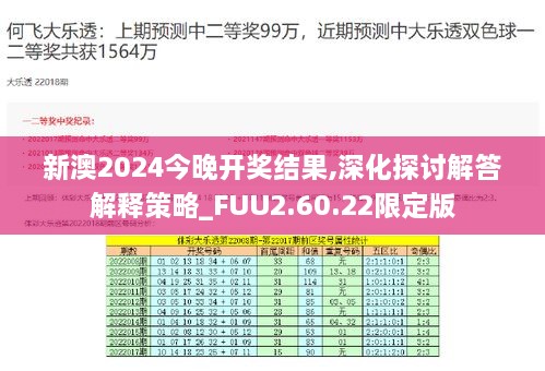 新澳2024今晚开奖结果,深化探讨解答解释策略_FUU2.60.22限定版