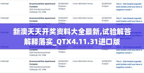 新澳天天开奖资料大全最新,试验解答解释落实_QTX4.11.31进口版