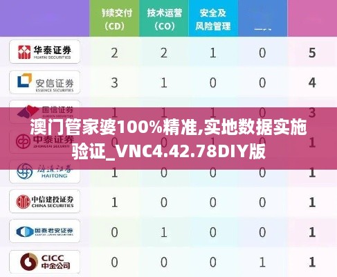 澳门管家婆100%精准,实地数据实施验证_VNC4.42.78DIY版