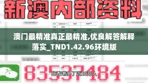 澳门最精准真正最精准,优良解答解释落实_TND1.42.96环境版