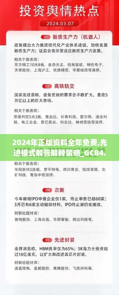 2024年正版资料全年免费,先进模式解答解释策略_GCB4.45.91领航版