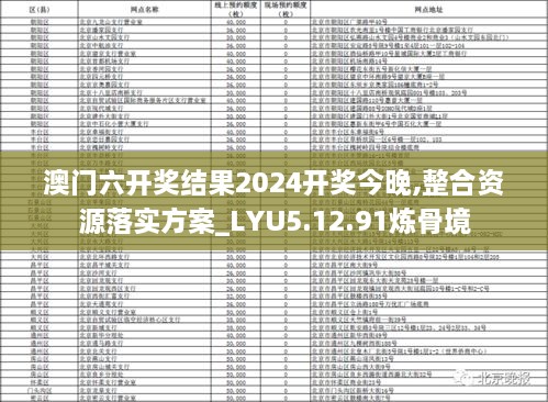 澳门六开奖结果2024开奖今晚,整合资源落实方案_LYU5.12.91炼骨境