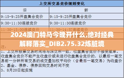 2024澳门特马今晚开什么,绝对经典解释落实_DIB2.75.32炼脏境