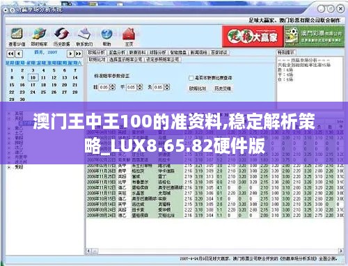 澳门王中王100的准资料,稳定解析策略_LUX8.65.82硬件版