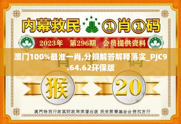 澳门100%最准一肖,分辨解答解释落实_PJC9.64.62环保版