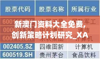 新澳门资料大全免费,创新策略计划研究_XAG6.29.24体验式版本