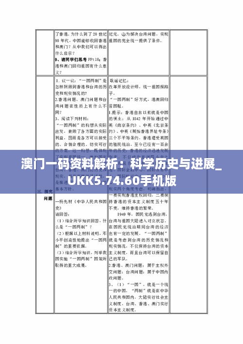 澳门一码资料解析：科学历史与进展_UKK5.74.60手机版