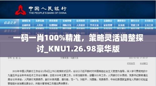 一码一肖100%精准，策略灵活调整探讨_KNU1.26.98豪华版