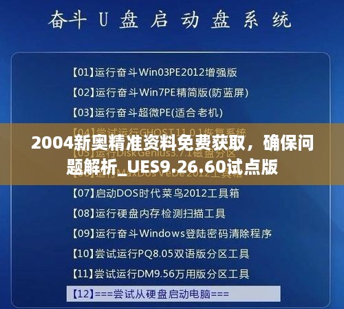 2004新奥精准资料免费获取，确保问题解析_UES9.26.60试点版