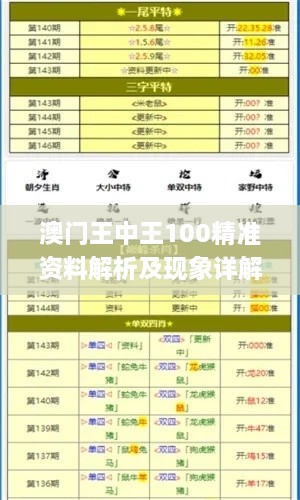 澳门王中王100精准资料解析及现象详解_ISD9.72.29限量版