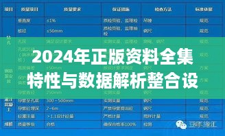 2024年正版资料全集特性与数据解析整合设计_YHD6.16.66视频版