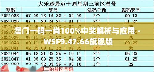 澳门一码一肖100%中奖解析与应用 - WSF9.47.66旗舰版