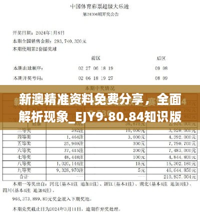 新澳精准资料免费分享，全面解析现象_EJY9.80.84知识版