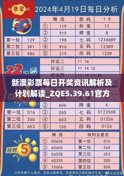 新澳彩票每日开奖资讯解析及计划解读_ZQE5.39.61官方版