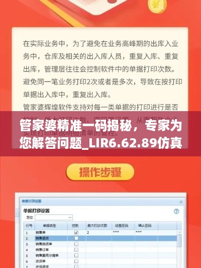 管家婆精准一码揭秘，专家为您解答问题_LIR6.62.89仿真版