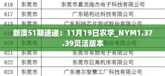 新澳51期速递：11月19日农学_NYM1.37.39灵活版本