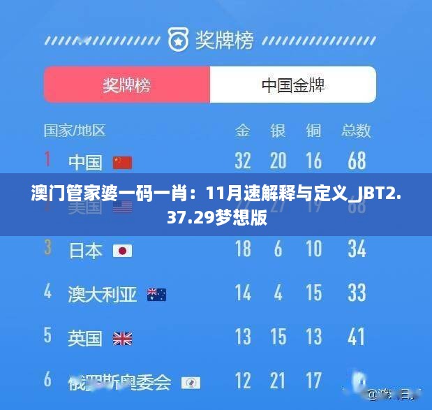 澳门管家婆一码一肖：11月速解释与定义_JBT2.37.29梦想版