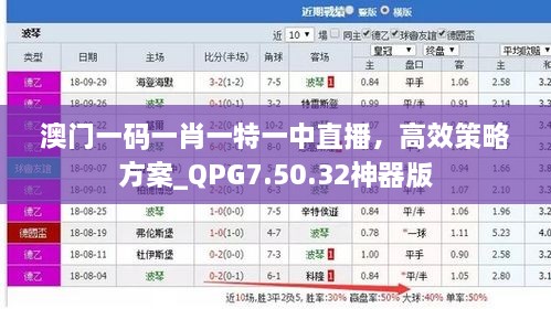 澳门一码一肖一特一中直播，高效策略方案_QPG7.50.32神器版