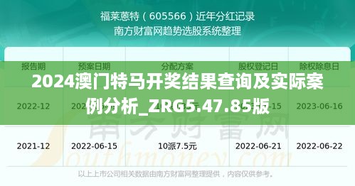 2024澳门特马开奖结果查询及实际案例分析_ZRG5.47.85版