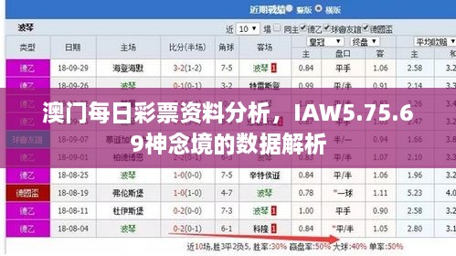 澳门每日彩票资料分析，IAW5.75.69神念境的数据解析