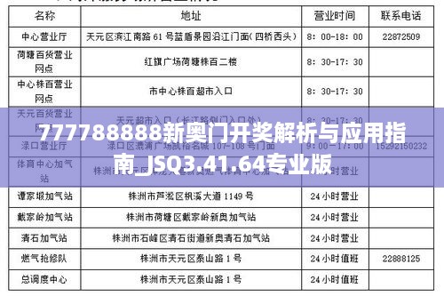 777788888新奥门开奖解析与应用指南_JSQ3.41.64专业版