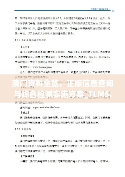 澳门资料全览，正版信息查询与综合检测实施方案_TLM5.23.63薄荷版