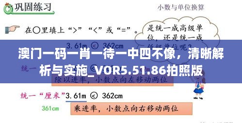 澳门一码一肖一待一中四不像，清晰解析与实施_VOR5.51.86拍照版