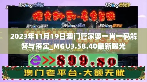 2023年11月19日澳门管家婆一肖一码解答与落实_MGU3.58.40最新曝光