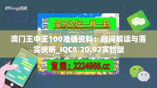 澳门王中王100准确资料：顾问解读与落实说明_IQC8.20.92实验版