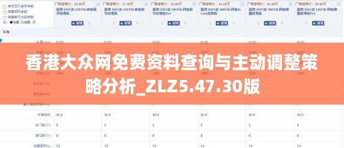香港大众网免费资料查询与主动调整策略分析_ZLZ5.47.30版