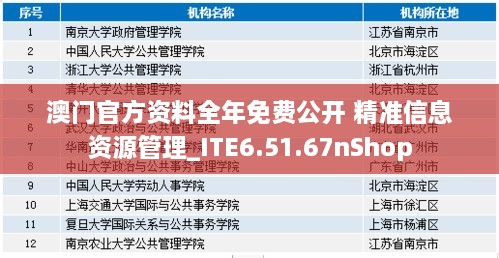 澳门官方资料全年免费公开 精准信息资源管理_ITE6.51.67nShop