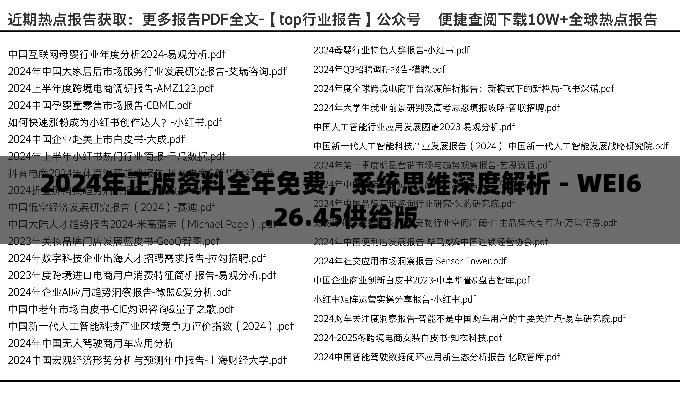 2024年正版资料全年免费，系统思维深度解析 - WEI6.26.45供给版