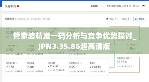 管家婆精准一码分析与竞争优势探讨_JPN3.35.86超高清版