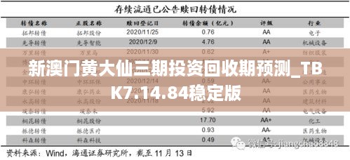 新澳门黄大仙三期投资回收期预测_TBK7.14.84稳定版