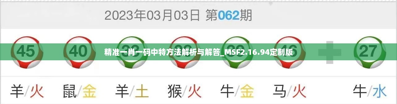 精准一肖一码中特方法解析与解答_MSF2.16.94定制版