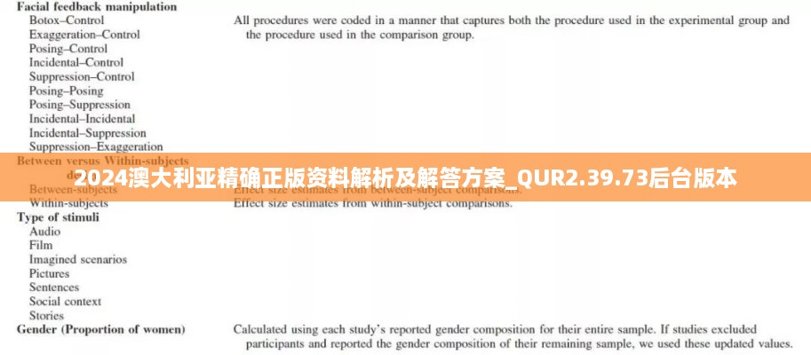 2024澳大利亚精确正版资料解析及解答方案_QUR2.39.73后台版本