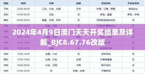 2024年4月9日澳门天天开奖结果及详解_BJC8.67.76改版