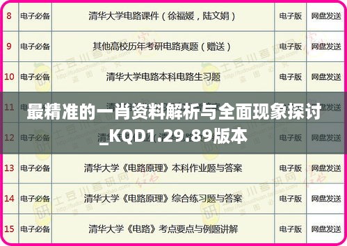 最精准的一肖资料解析与全面现象探讨_KQD1.29.89版本