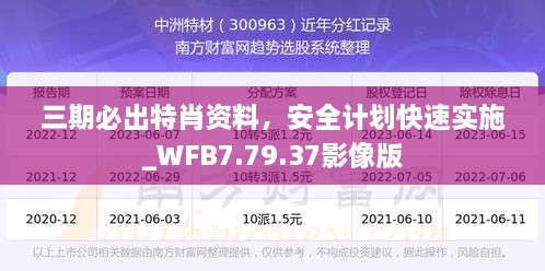 三期必出特肖资料，安全计划快速实施_WFB7.79.37影像版