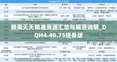 新奥天天精准资源汇总与解答说明_DQH4.40.75终身版