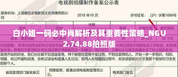 白小姐一码必中肖解析及其重要性策略_NGU2.74.88拍照版