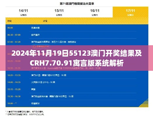 2024年11月19日55123澳门开奖结果及CRH7.70.91寓言版系统解析